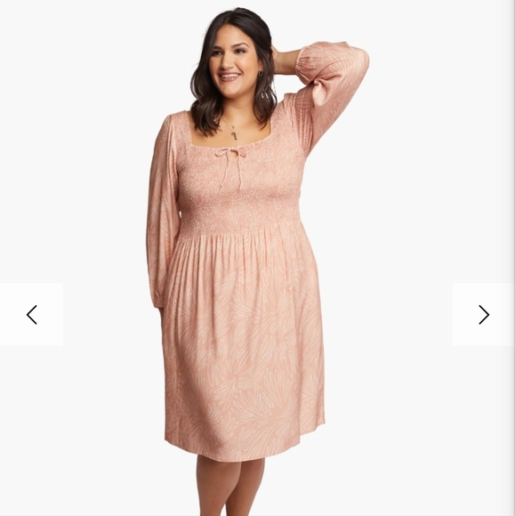 Able pink dress w pockets smocked joyce cottagecore boho - Picture 4 of 7